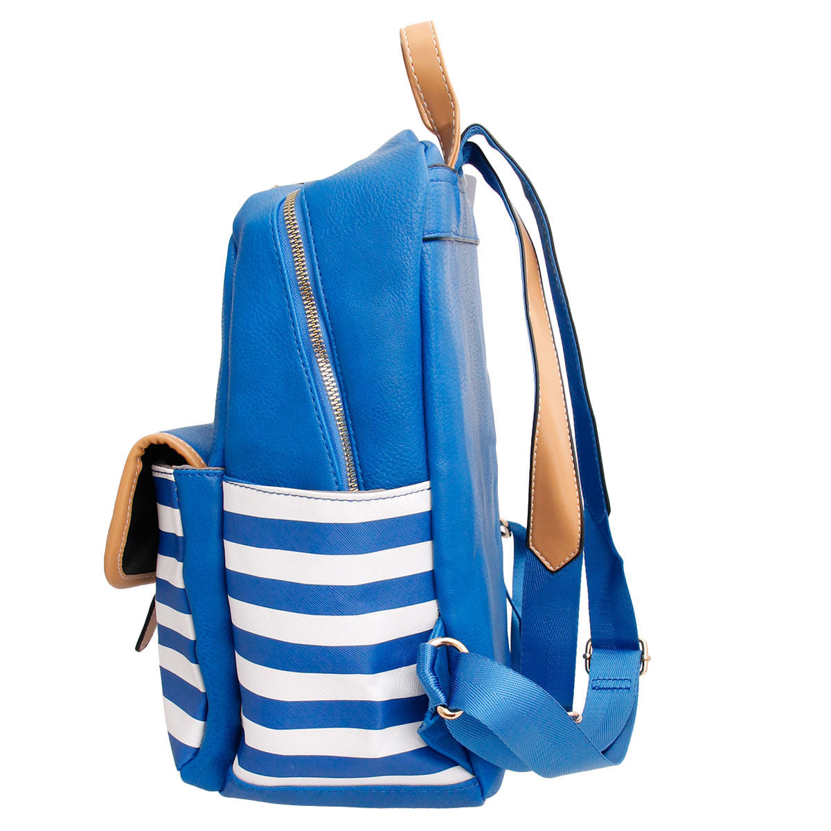 Blue and White Stripe Backpack|14 x 12 x 6 inches - Premium Wholesale Fashion Accessories from Pinktown - Just $32! Shop now at chiquestyles