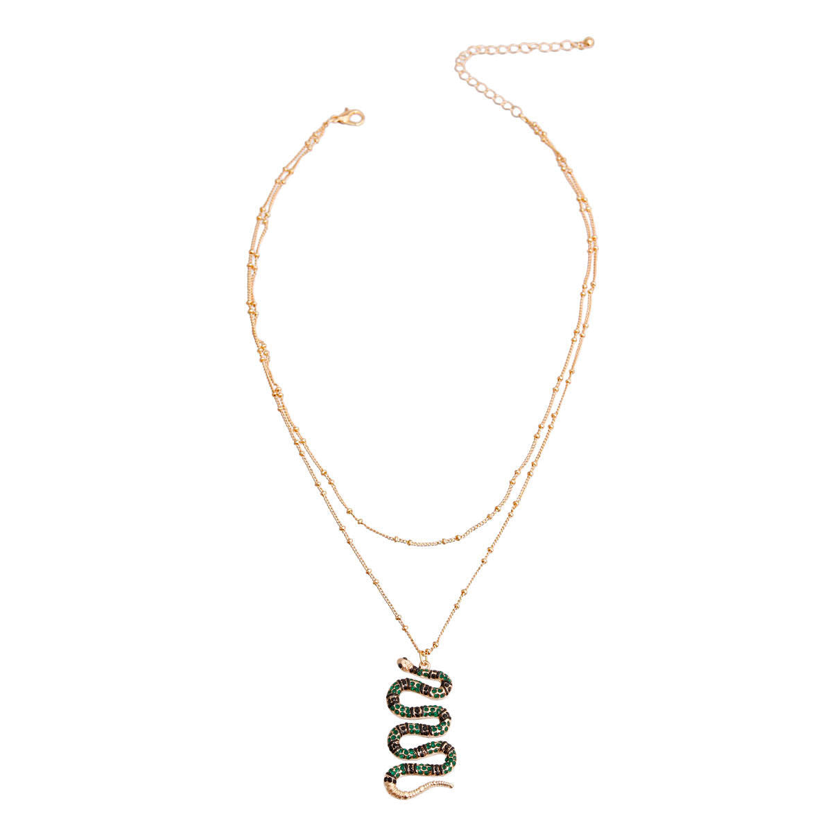Designer Green Snake Layer Necklace|16 inches - Premium Wholesale Jewelry from Pinktown - Just $9! Shop now at chiquestyles