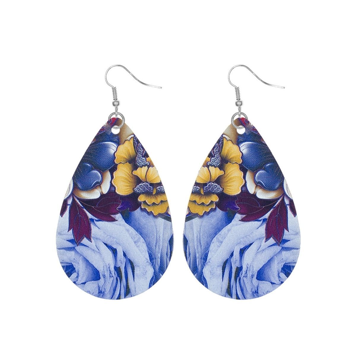 Various Flower Printed Teardrop Earrings|2.85 inches - Premium Wholesale Jewelry from Pinktown - Just $4! Shop now at chiquestyles