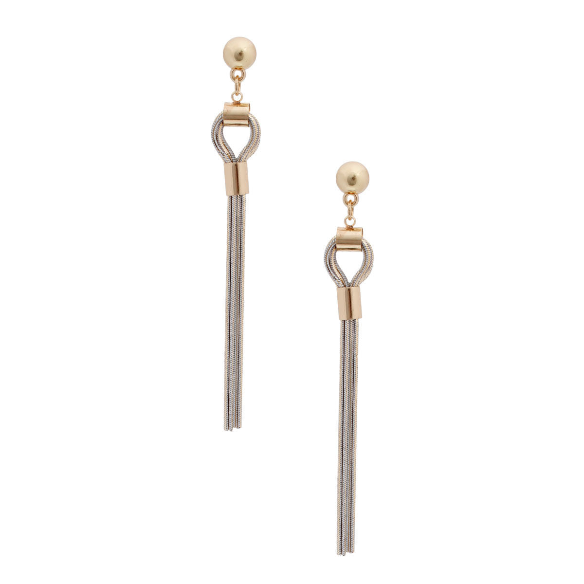 Gold Knotted Chain Tassel Earrings|3.75 inches - Premium Wholesale Jewelry from Pinktown - Just $12! Shop now at chiquestyles