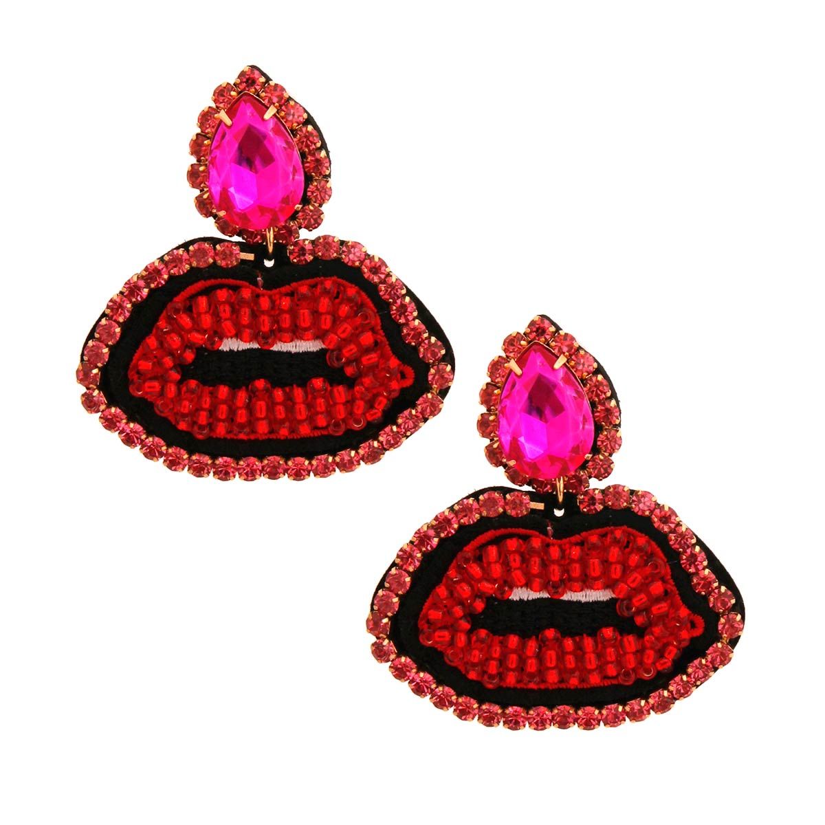Pink Teardrop Lips Earrings|2.25 inches - Premium Wholesale Jewelry from Pinktown - Just $18! Shop now at chiquestyles