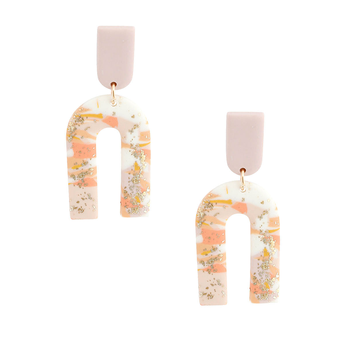 Blush Marbled Clay U Drop Earrings|2.15 inches - Premium Wholesale Jewelry from Pinktown - Just $13! Shop now at chiquestyles