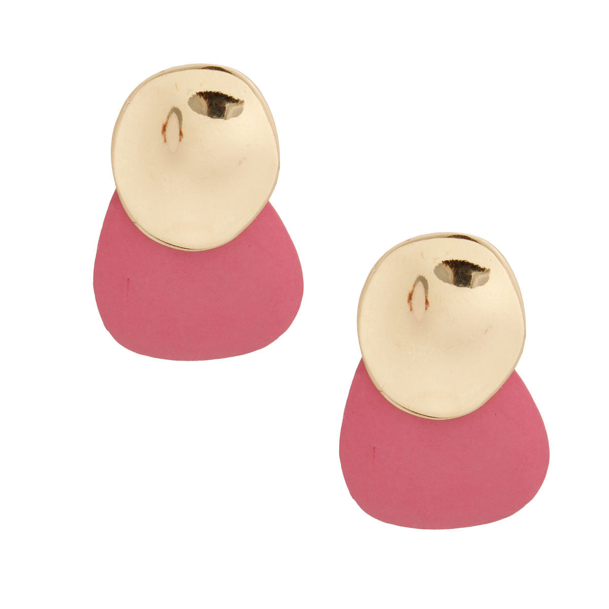 Pink and Gold Wooden Studs|2 inches - Premium Wholesale Jewelry from Pinktown - Just $8! Shop now at chiquestyles