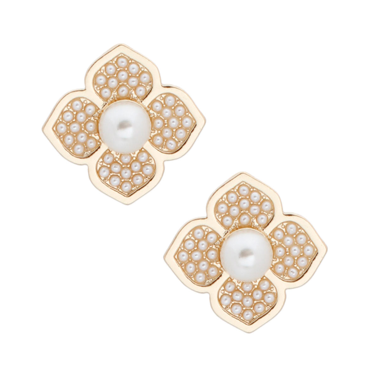 Pearl Luxury French Designer Flower Studs|1.25 inches - Premium Wholesale Jewelry from Pinktown - Just $11! Shop now at chiquestyles