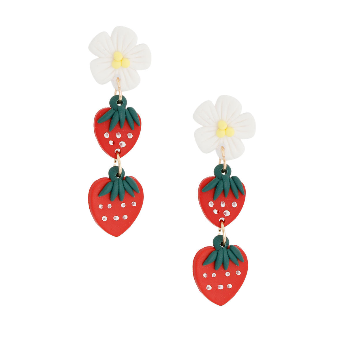 Red Clay Strawberry Dangle Earrings|2.45 inches - Premium Wholesale Jewelry from Pinktown - Just $13! Shop now at chiquestyles
