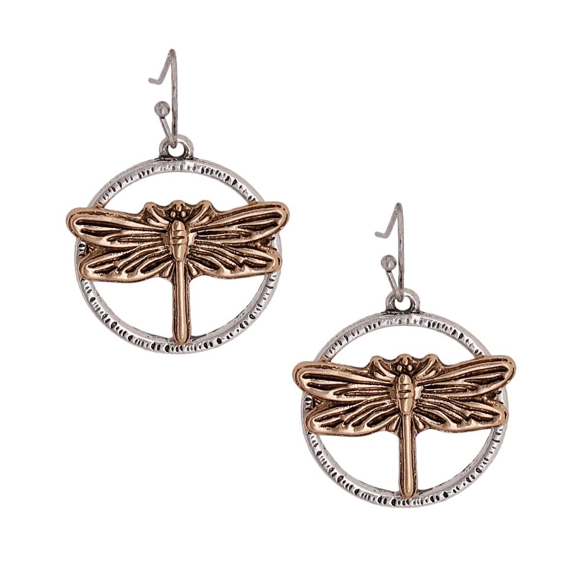 Burnished Metal Dragonfly Earrings|1 inch - Premium Wholesale Jewelry from Pinktown - Just $7! Shop now at chiquestyles