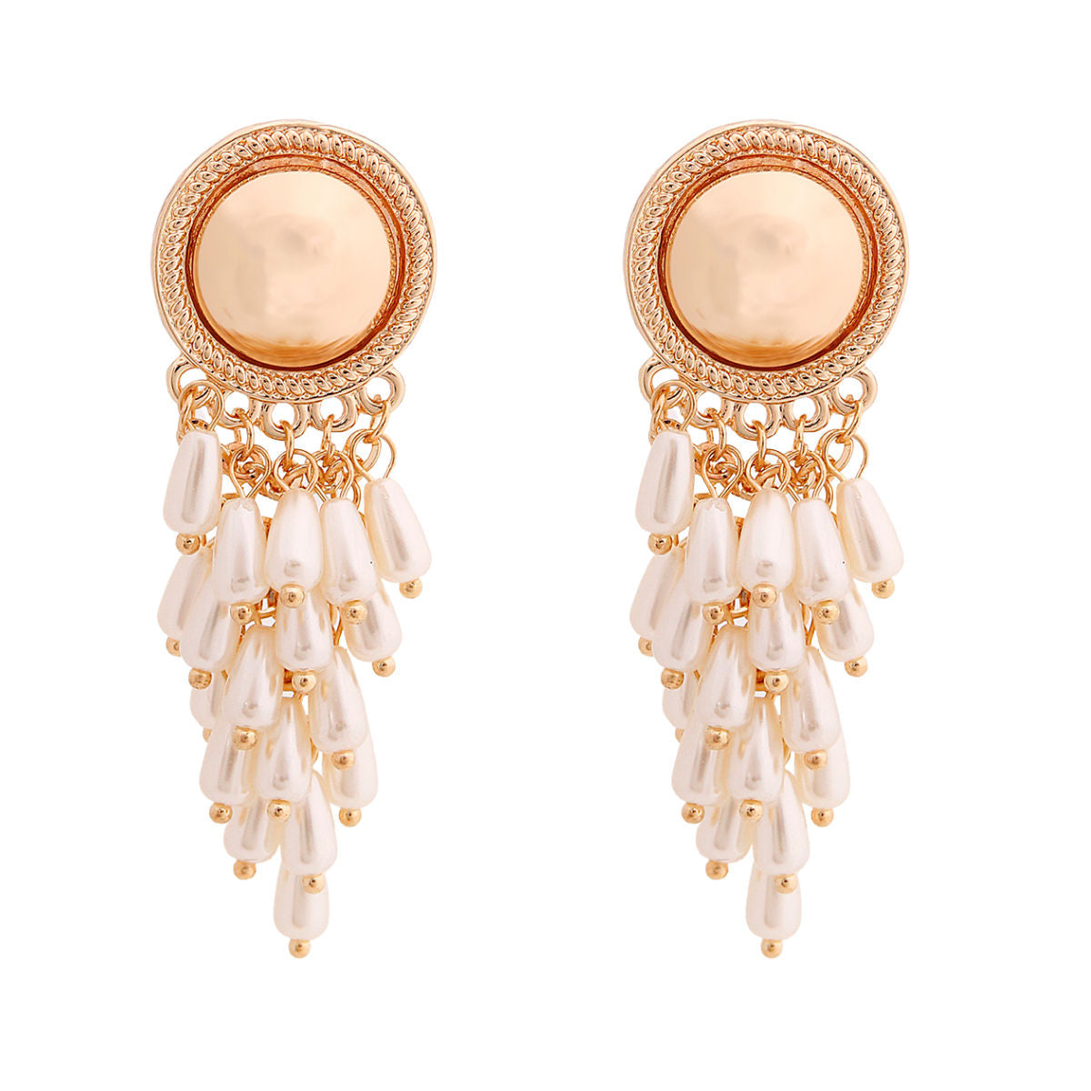Gold Round Pearl Cluster Earrings|2.25 inches - Premium Wholesale Jewelry from Pinktown - Just $11! Shop now at chiquestyles