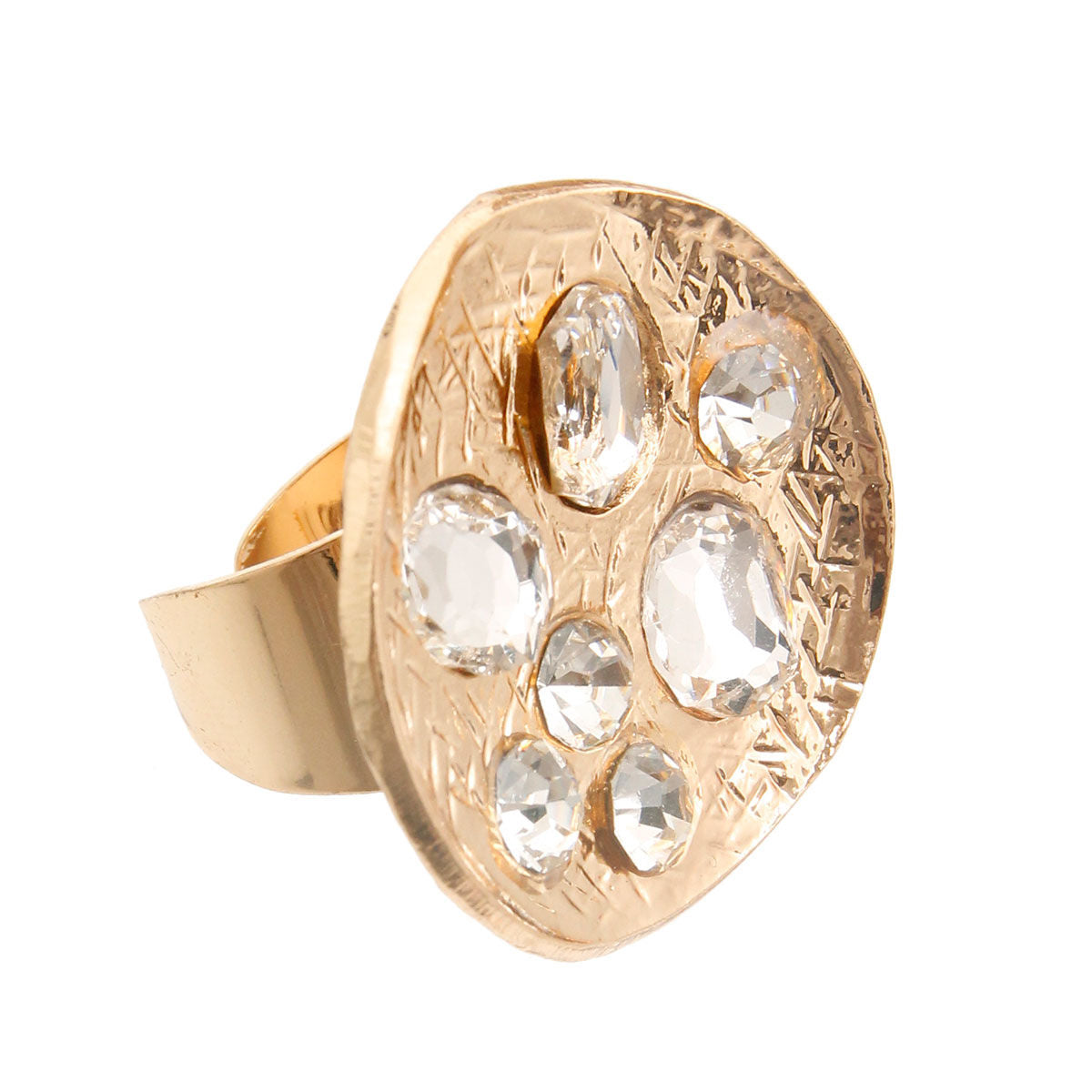 Gold Clear Oval Crystal Ring|Adjustable - Premium Wholesale Jewelry from Pinktown - Just $8! Shop now at chiquestyles