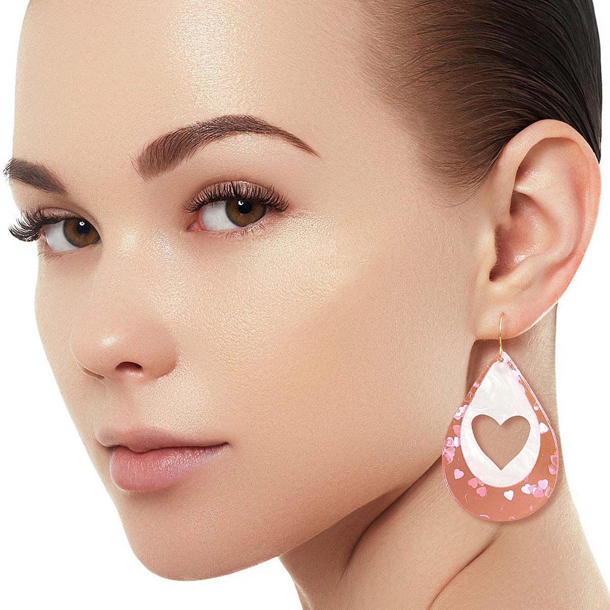 Light Pink Teardrop Heart Earrings|2.25 inches - Premium Wholesale Jewelry from Pinktown - Just $12! Shop now at chiquestyles
