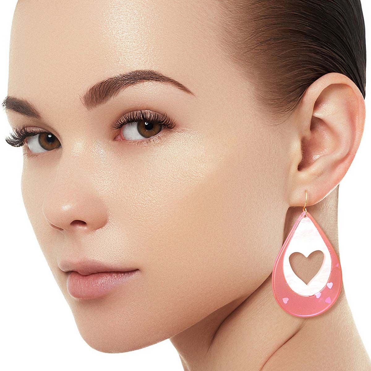 Pink Teardrop Heart Earrings|2.25 inches - Premium Wholesale Jewelry from Pinktown - Just $12! Shop now at chiquestyles