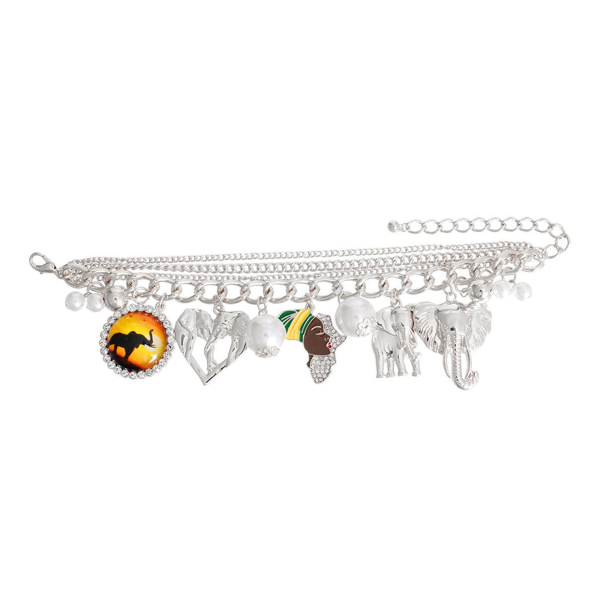 Silver African Elephant Charm Bracelet|8 + 3 inches - Premium Wholesale Jewelry from Pinktown - Just $19! Shop now at chiquestyles