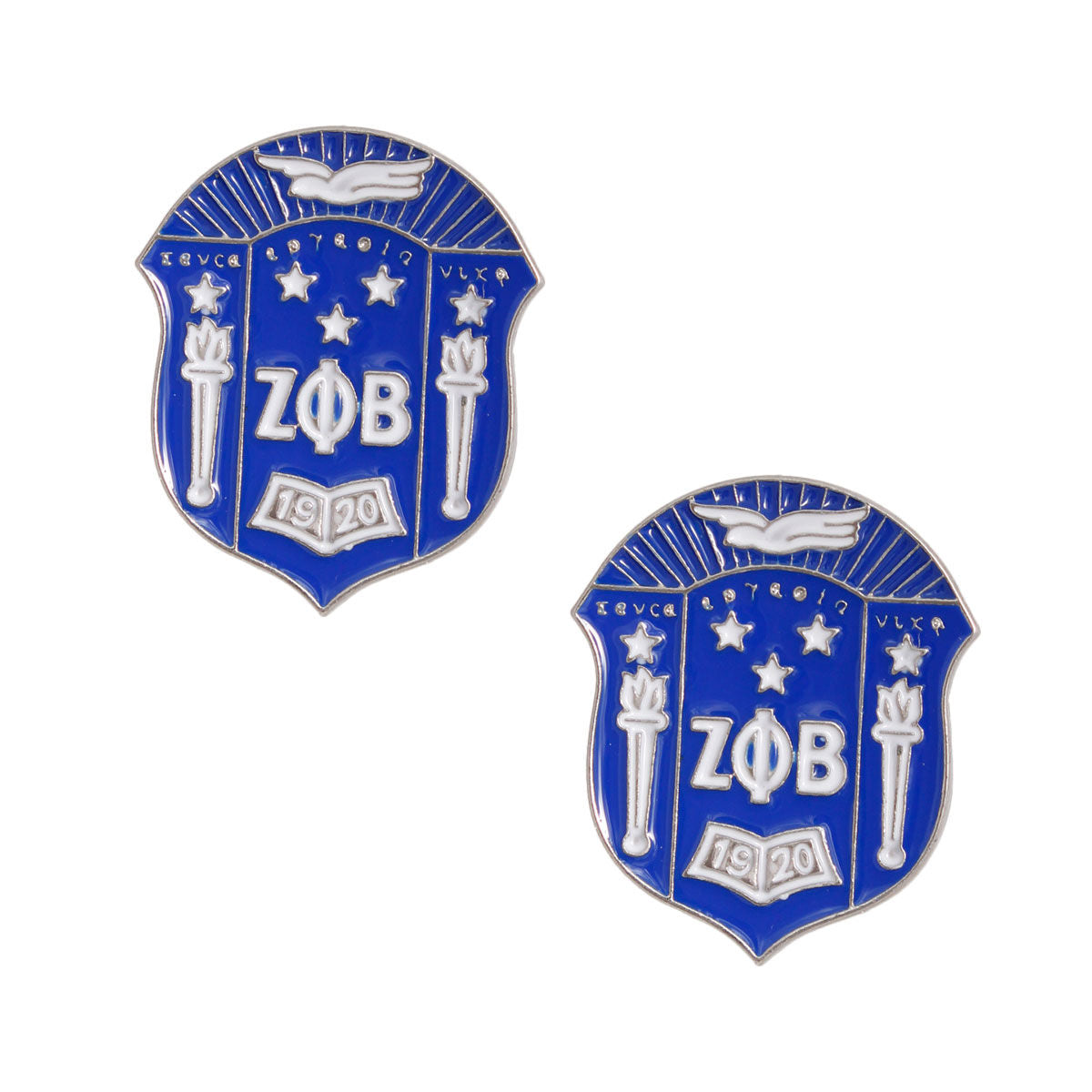 Blue White Crest Studs|1.25 x 1.1 inches - Premium Wholesale Jewelry from Pinktown - Just $12! Shop now at chiquestyles
