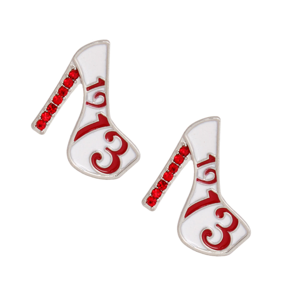 Red White Platform DST Studs|1.2 x 1.25 inches - Premium Wholesale Jewelry from Pinktown - Just $10! Shop now at chiquestyles