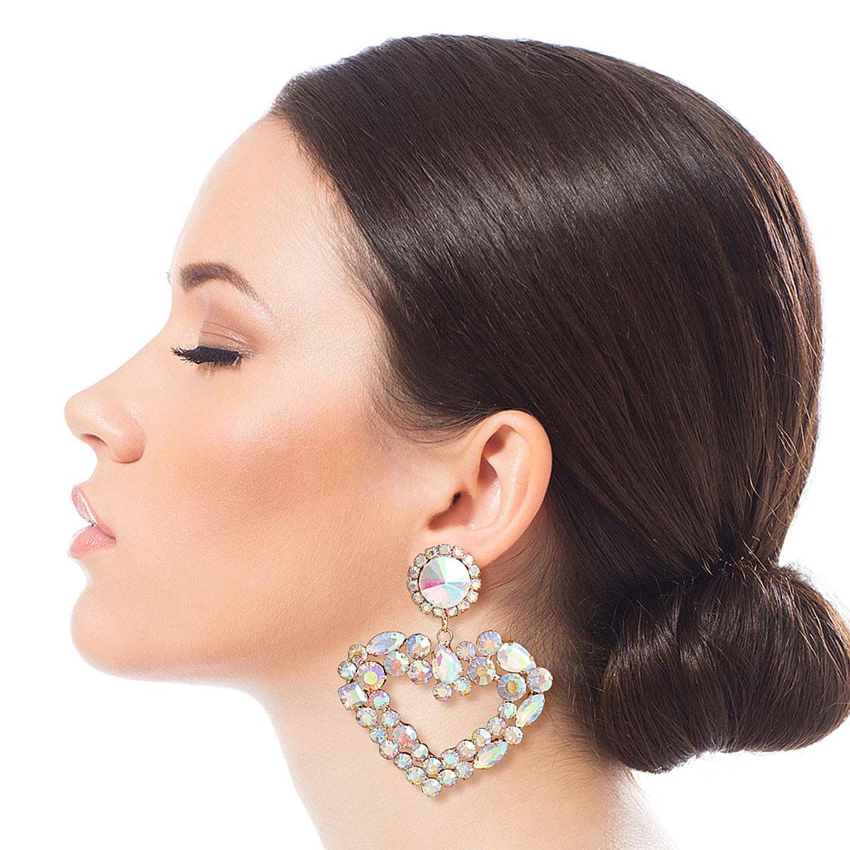 Gold Multi AURBO Heart Earrings|2.45 inches - Premium Wholesale Jewelry from Pinktown - Just $16! Shop now at chiquestyles