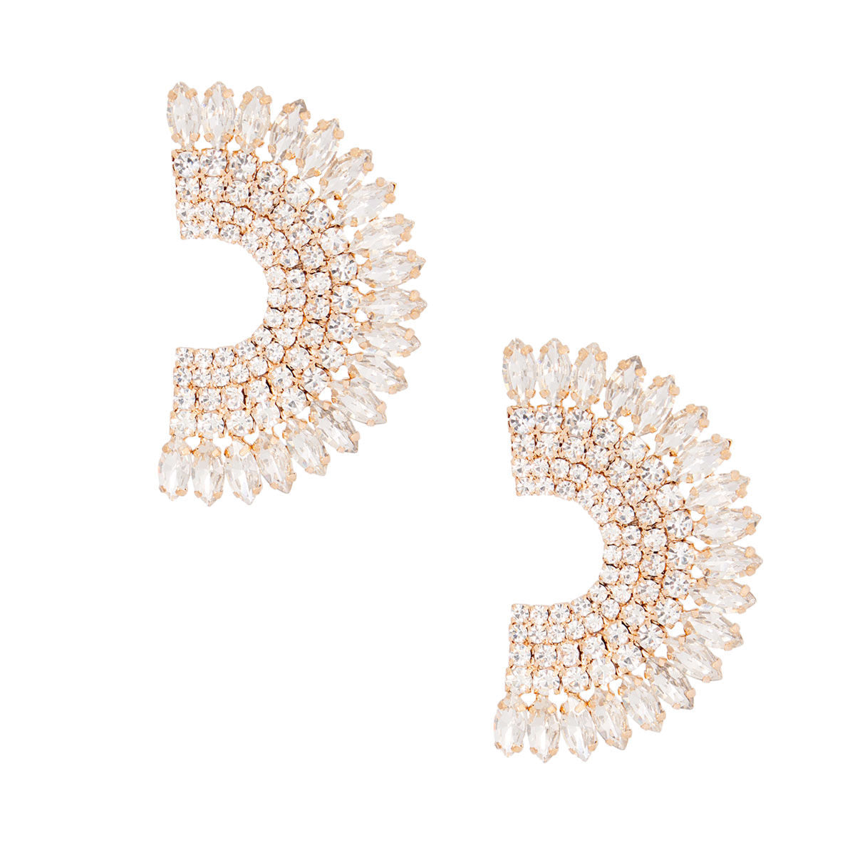 Clear Semi Circle Gold Studs|2.5 inches - Premium Wholesale Jewelry from Pinktown - Just $17! Shop now at chiquestyles