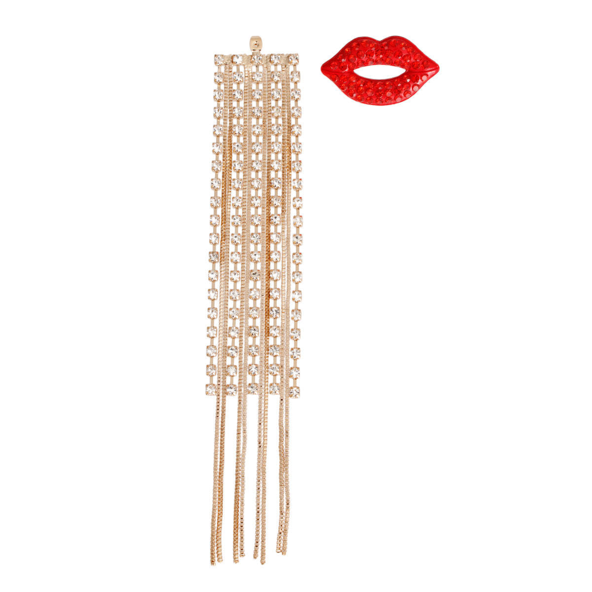 Lips Shoulder Duster Gold Earrings|6.75 inches - Premium Wholesale Jewelry from Pinktown - Just $17! Shop now at chiquestyles