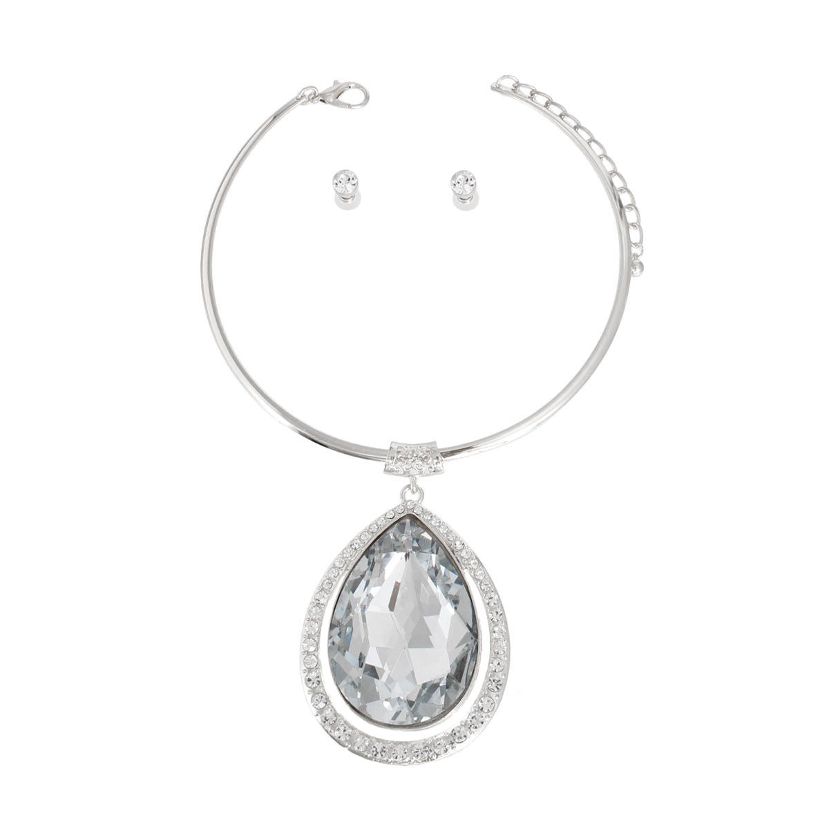 Halo Clear Teardrop Silver Choker|16 inches - Premium Wholesale Jewelry from Pinktown - Just $14! Shop now at chiquestyles