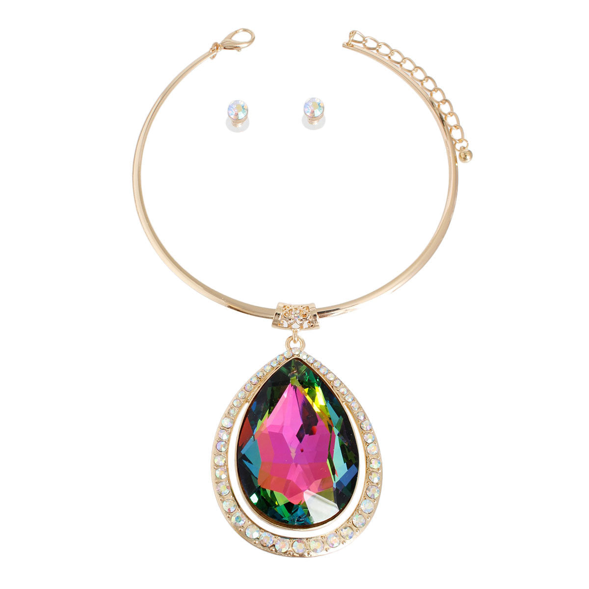 Halo Multi Teardrop Gold Choker|16 inches - Premium Wholesale Jewelry from Pinktown - Just $14! Shop now at chiquestyles