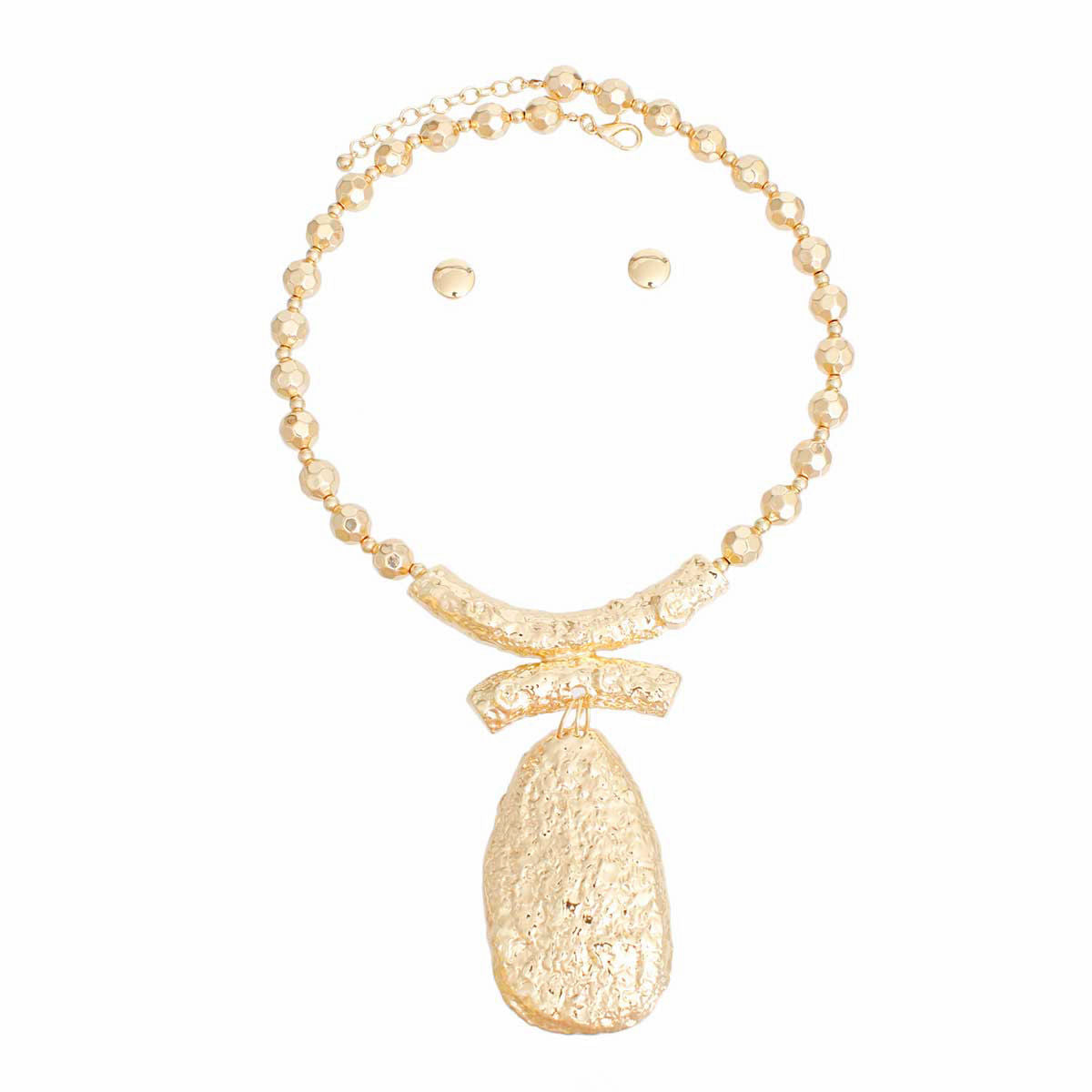Pendant Necklace Bead Gold Teardrop Set for Women - Premium Wholesale Jewelry from Pinktown - Just $22! Shop now at chiquestyles