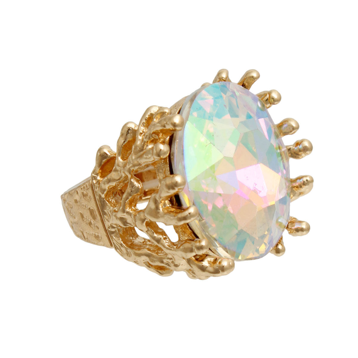 Aurora Borealis Crystal Branch Ring|Stretch to Fit - Premium Wholesale Jewelry from Pinktown - Just $12! Shop now at chiquestyles