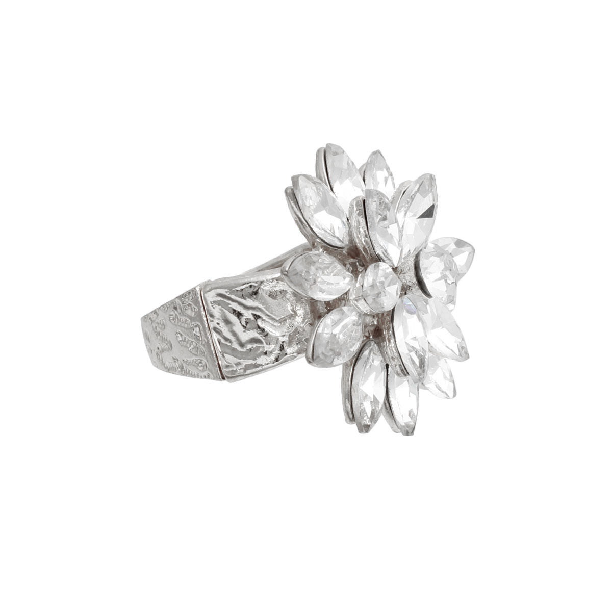 Silver Stacked Marquise Flower Ring|Stretch to Fit - Premium Wholesale Jewelry from Pinktown - Just $13! Shop now at chiquestyles