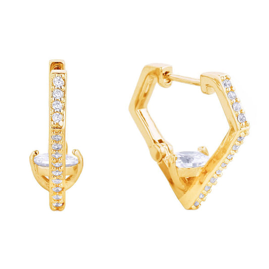 14K Gold CZ Diamond Huggie Hoops|.80 inches - Premium Wholesale Jewelry from Pinktown - Just $12! Shop now at chiquestyles