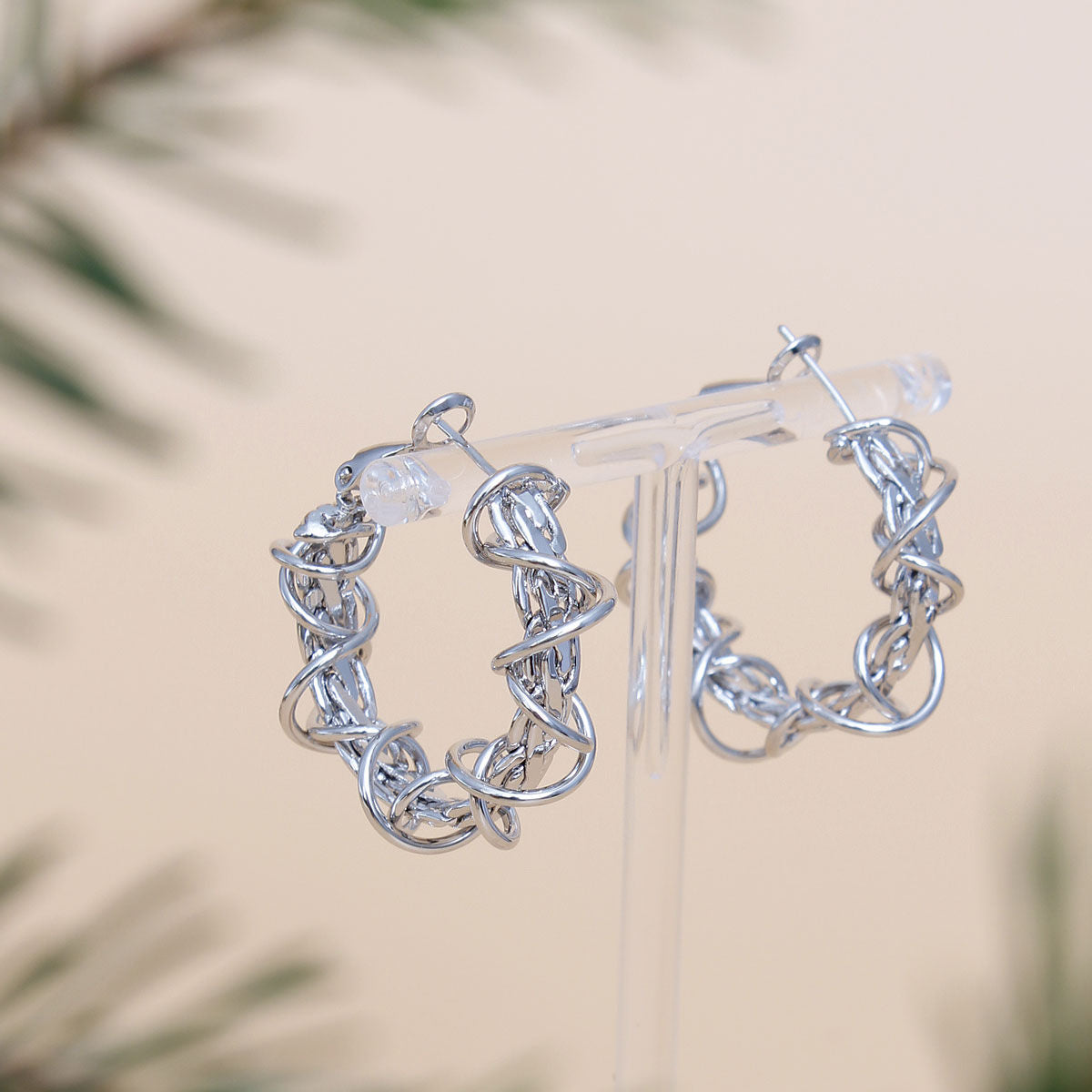 Wired Hoop White Gold 14k Dipped Earring for Women|1.25 inches - Premium Wholesale Jewelry from Pinktown - Just $14! Shop now at chiquestyles
