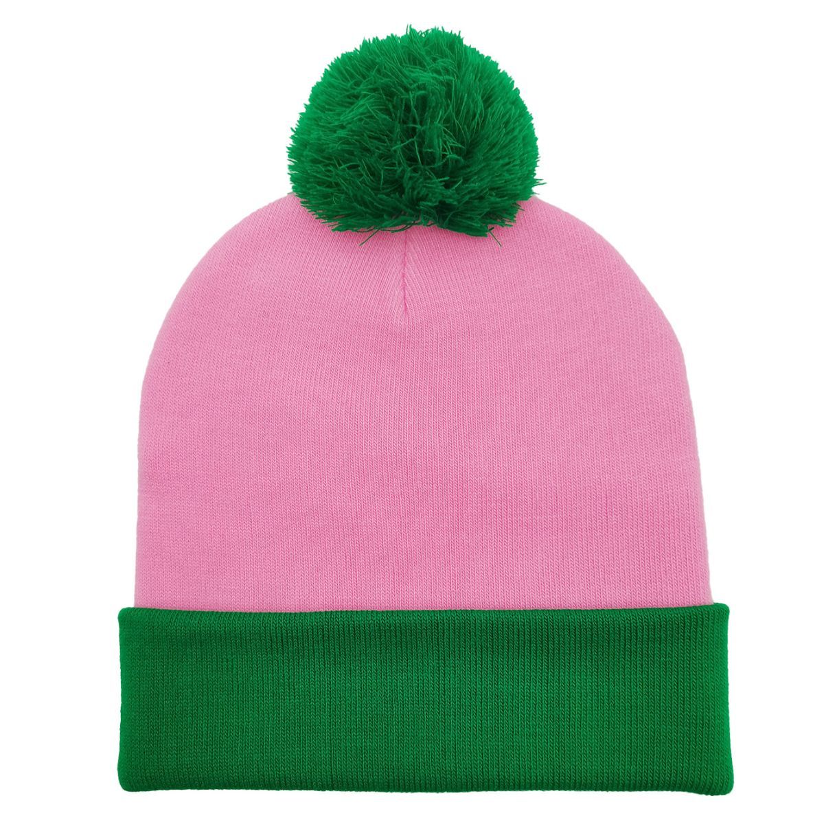 Pink with Green Cuff Beanie|Stretch to Fit - Premium Wholesale Fashion Accessories from Pinktown - Just $16! Shop now at chiquestyles