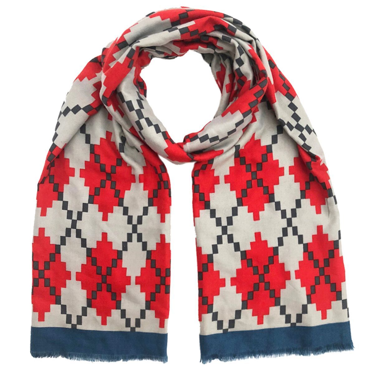 Red Pixel Argyle Scarf|70.8 x 35.4 inches - Premium Wholesale Fashion Accessories from Pinktown - Just $16! Shop now at chiquestyles