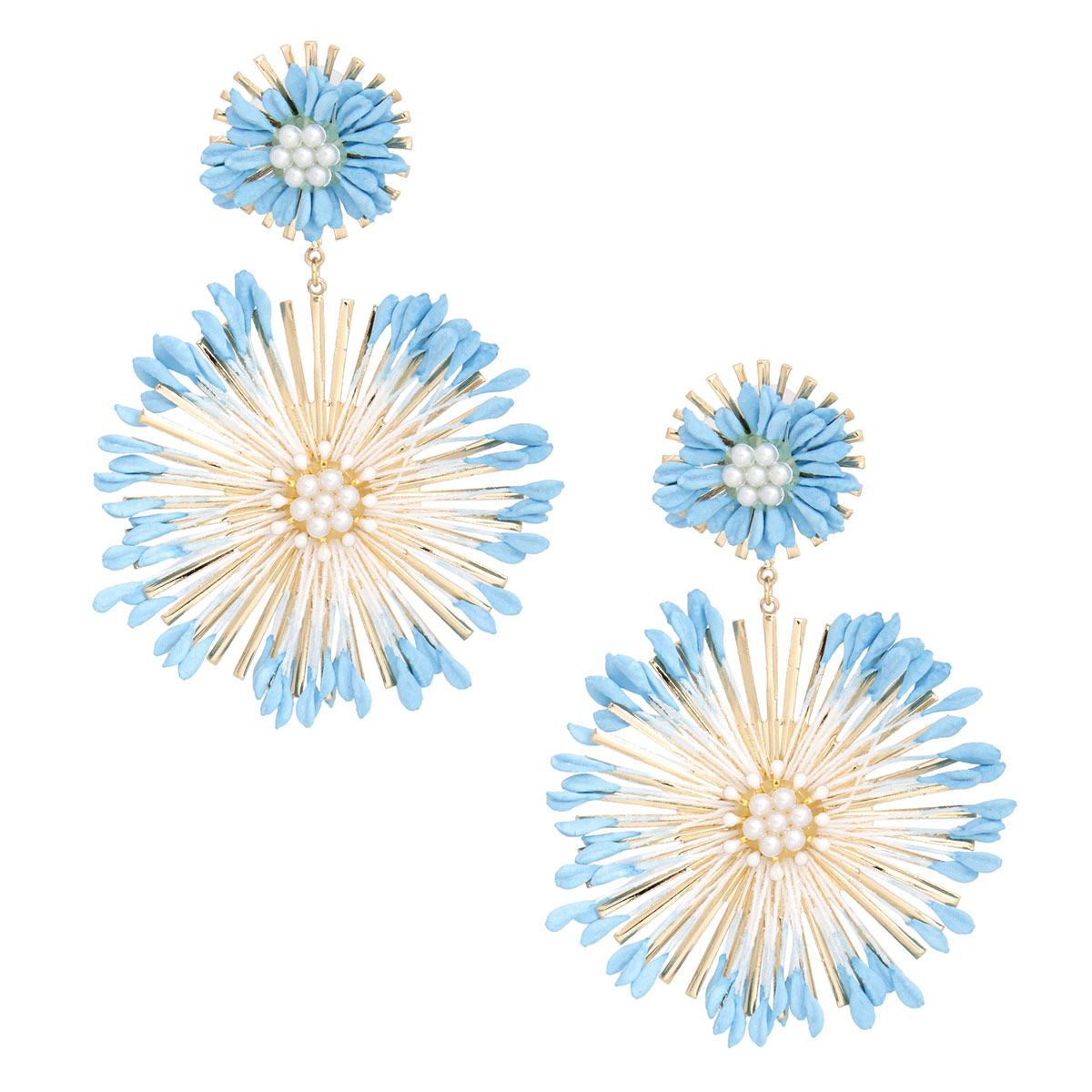 Dangle Blue Wildflower Large Earrings for Women - Premium Wholesale Jewelry from Pinktown - Just $20! Shop now at chiquestyles