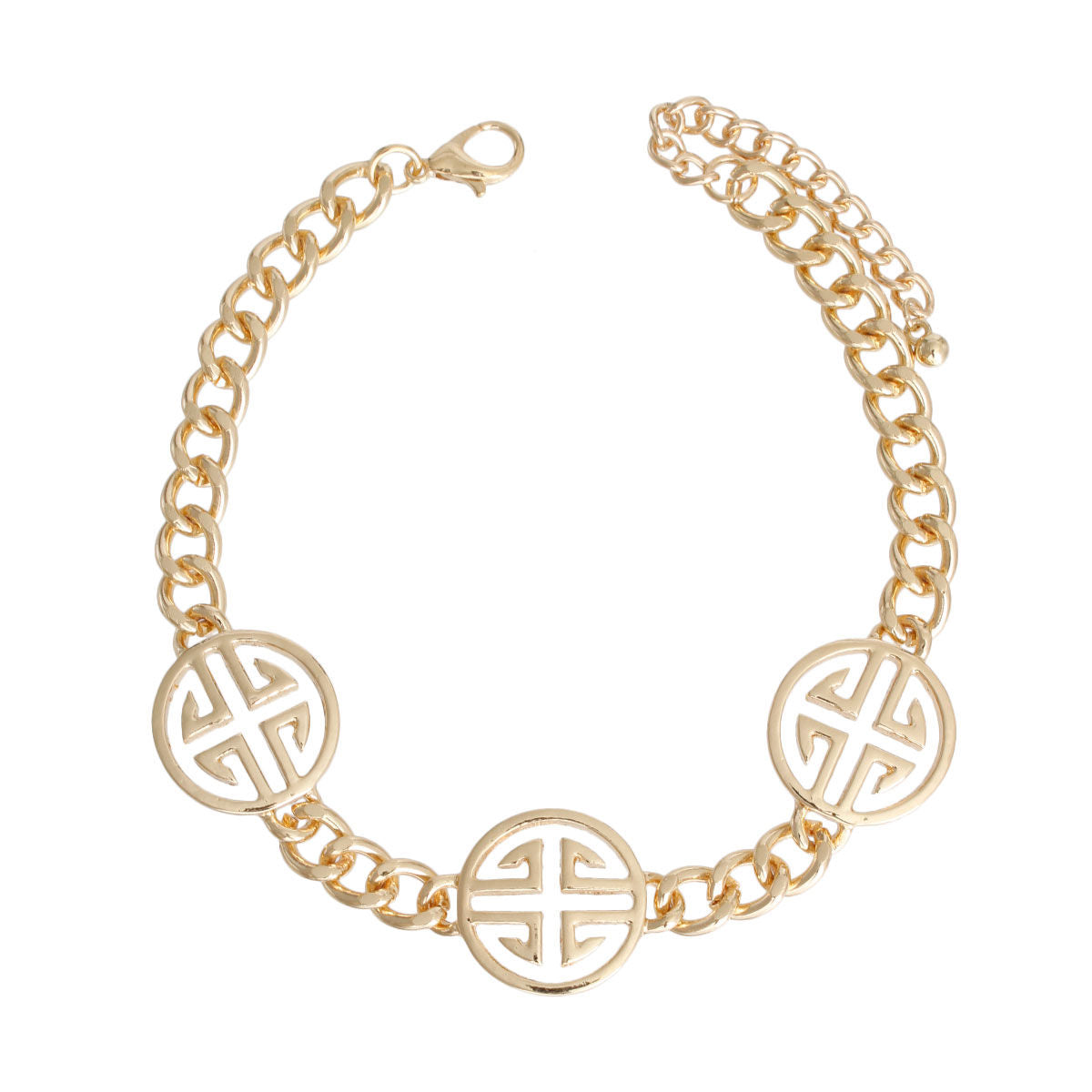Gold Greek Key Anklet|10 inches - Premium Wholesale Jewelry from Pinktown - Just $10! Shop now at chiquestyles