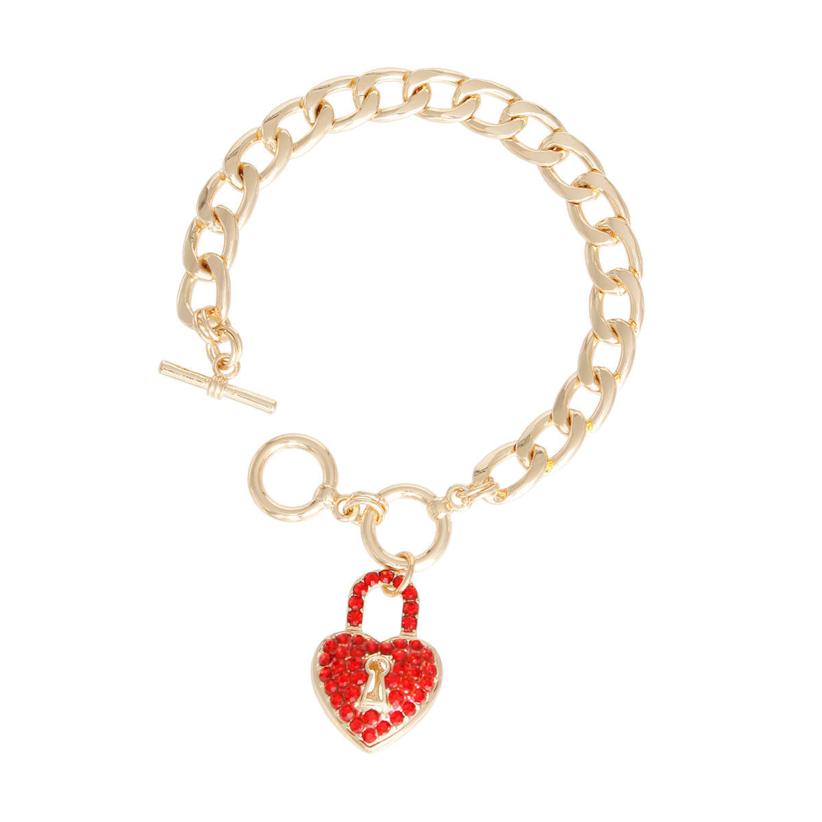 Red Locked Heart Bracelet|8 inches - Premium Wholesale Jewelry from Pinktown - Just $11! Shop now at chiquestyles