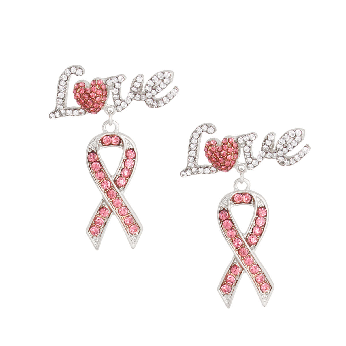 Silver Love Heart Ribbon Earrings|1.85 x 1.45 inches - Premium Wholesale Jewelry from Pinktown - Just $16! Shop now at chiquestyles