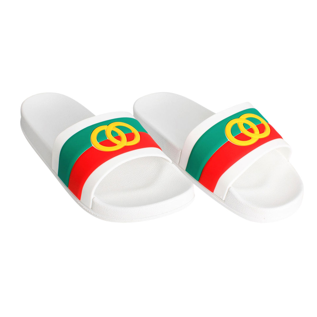 Size 9 White Stripe Slide|Size 9 - Premium Wholesale Fashion Accessories from Pinktown - Just $21! Shop now at chiquestyles