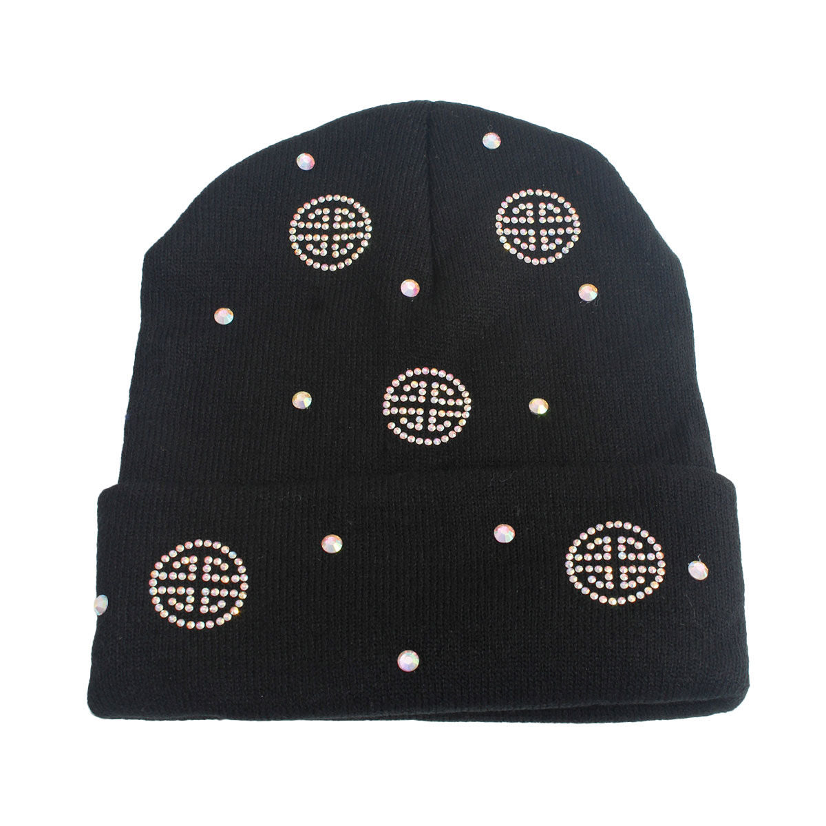 Black Bling Greek Beanie|Stretch to Fit - Premium from Pinktown - Just $13! Shop now at chiquestyles