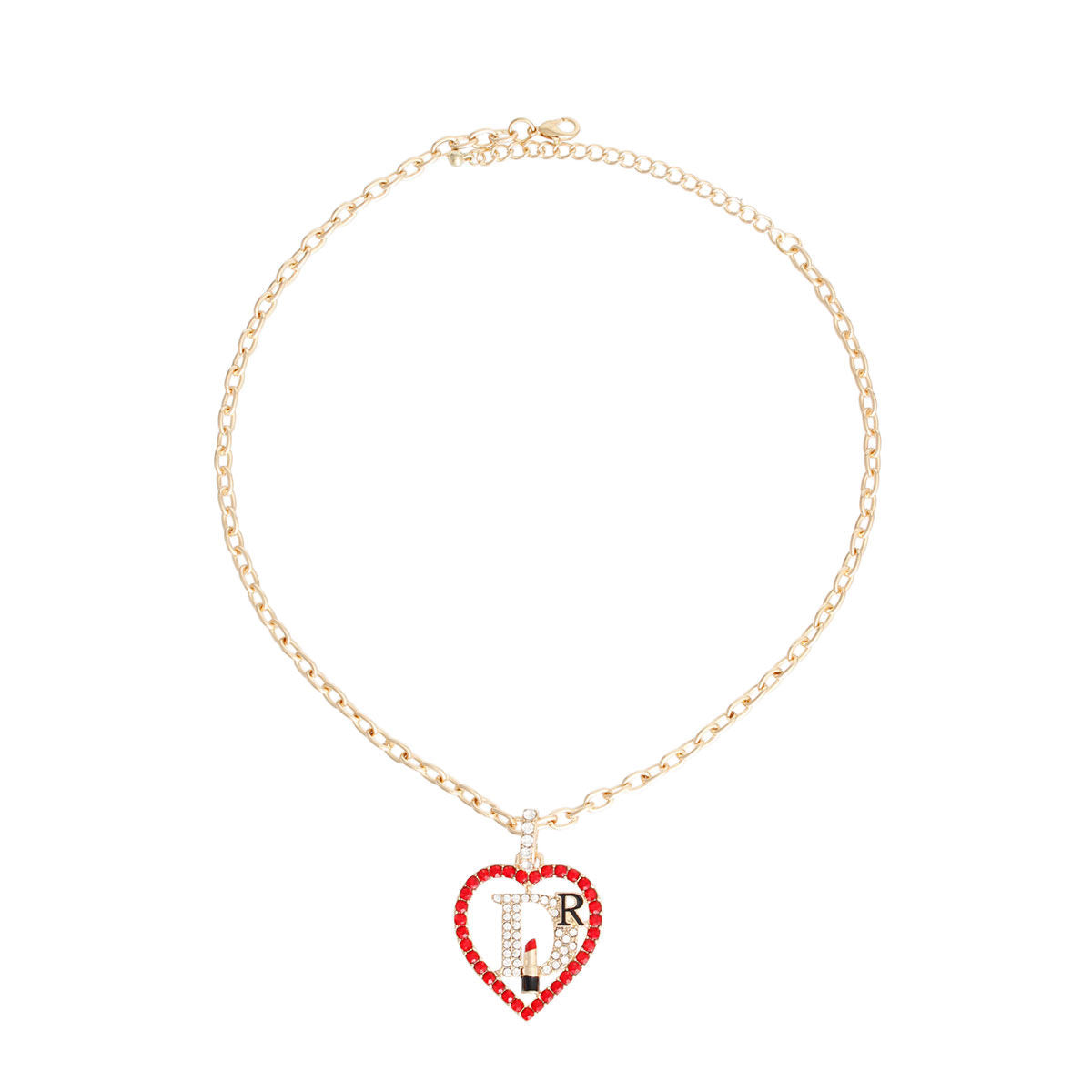 Red Designer D Heart Necklace|16 inches - Premium Wholesale Jewelry from Pinktown - Just $12! Shop now at chiquestyles