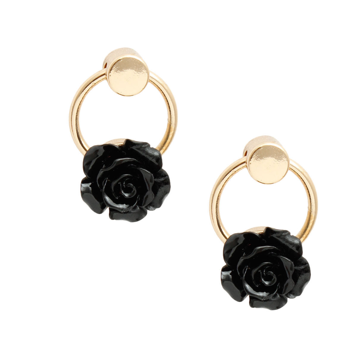 Black Rose Gold Ring Studs|1 inch - Premium Wholesale Jewelry from Pinktown - Just $7! Shop now at chiquestyles