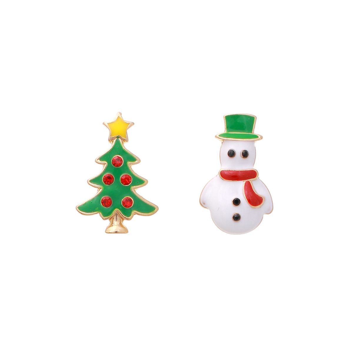 Tree Snowman Mistmatched Studs|.7 inches - Premium Wholesale Jewelry from Pinktown - Just $6! Shop now at chiquestyles