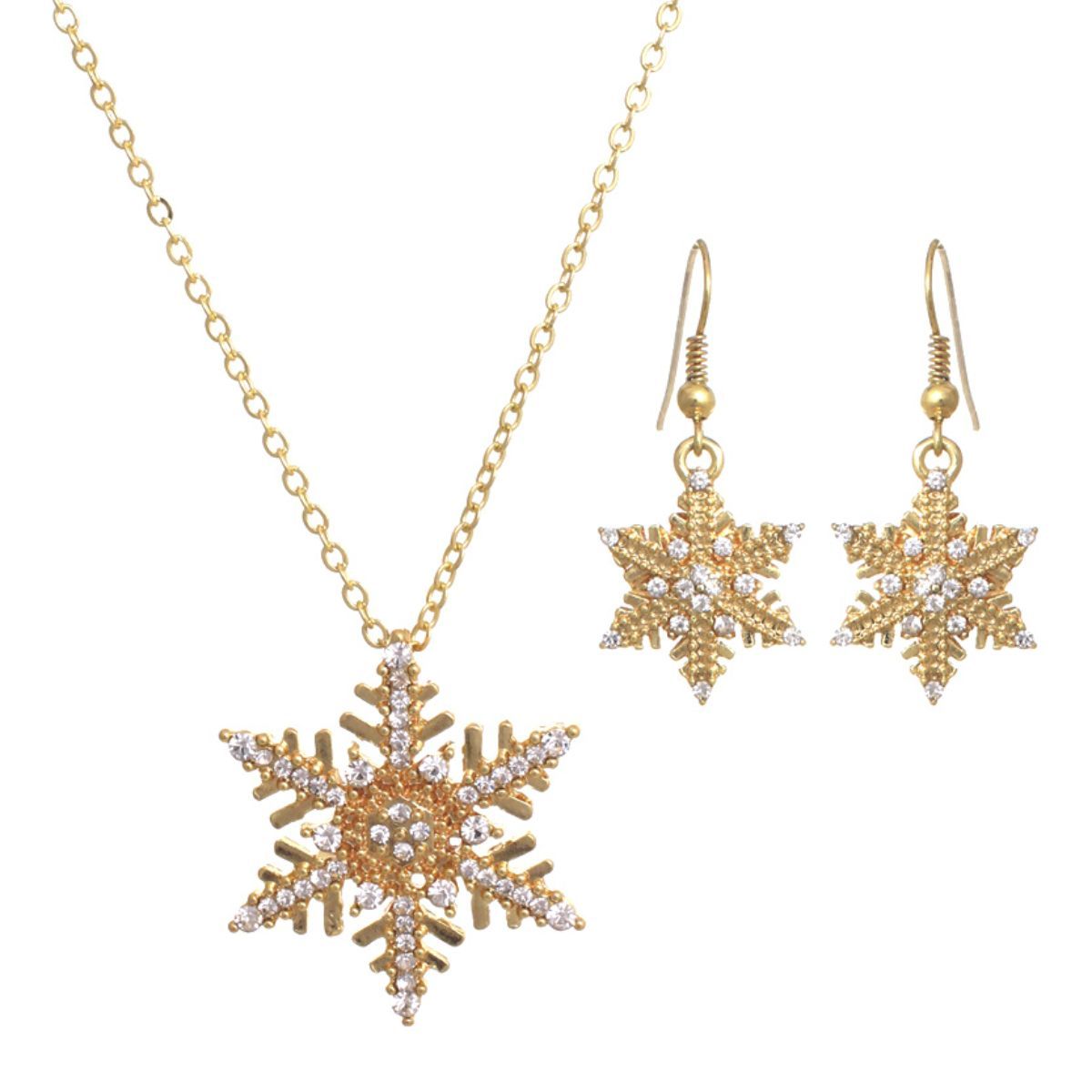 Gold Winter Snowflake Necklace|16.5 + 3 inches - Premium Wholesale Jewelry from Pinktown - Just $11! Shop now at chiquestyles