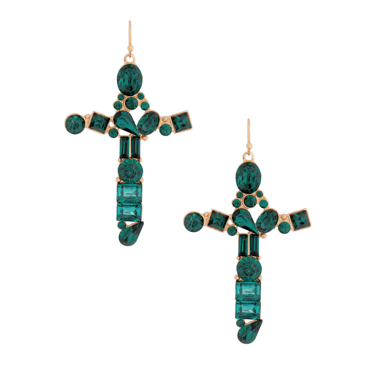 Green Celeb Cross Earrings|2.5 inches - Premium Wholesale Jewelry from Pinktown - Just $10! Shop now at chiquestyles