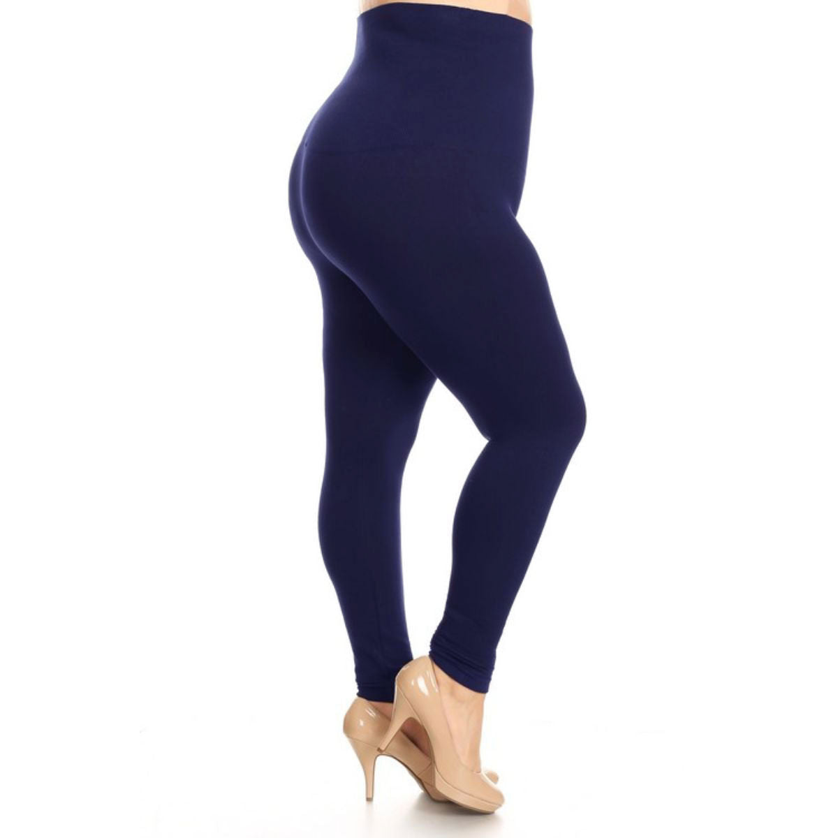 Navy Plus Size High Waist Leggings- 33-39 inch|Plus Size - Premium Wholesale Fashion Accessories from Pinktown - Just $21! Shop now at chiquestyles