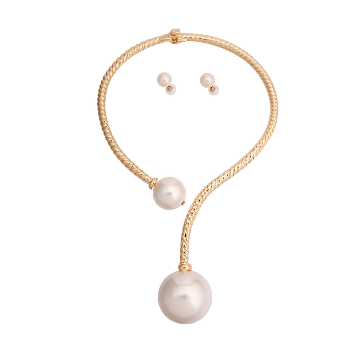 Gold Twisted Choker Pearl Necklace