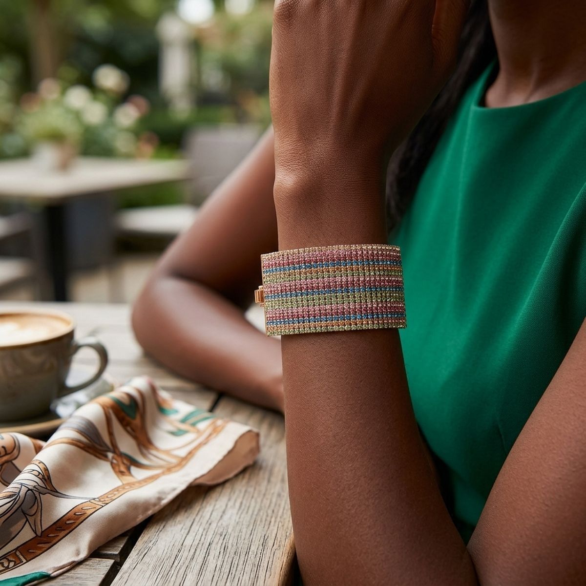 21 Line Multi Color Rhinestone Bracelet