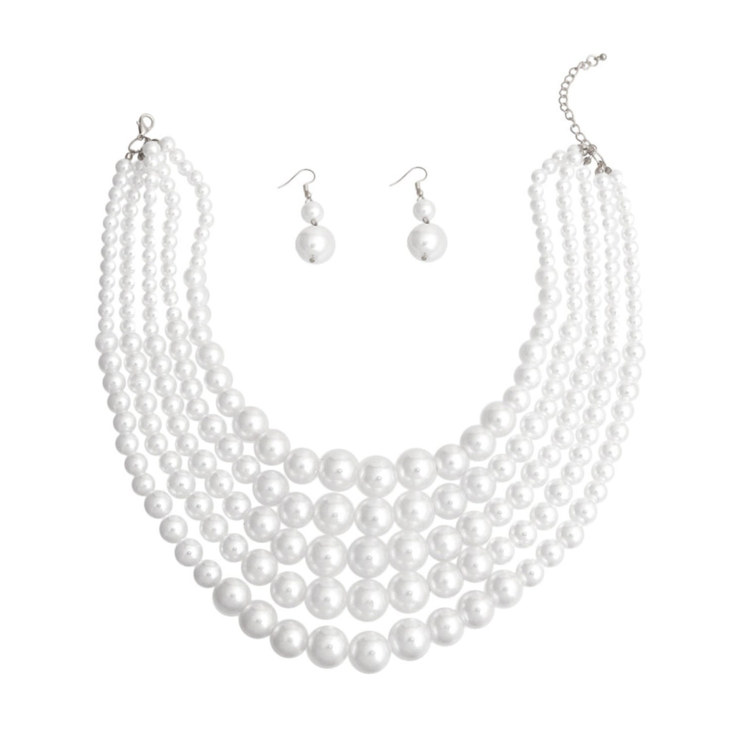 White Pearl Graduated 5 Strand Set
