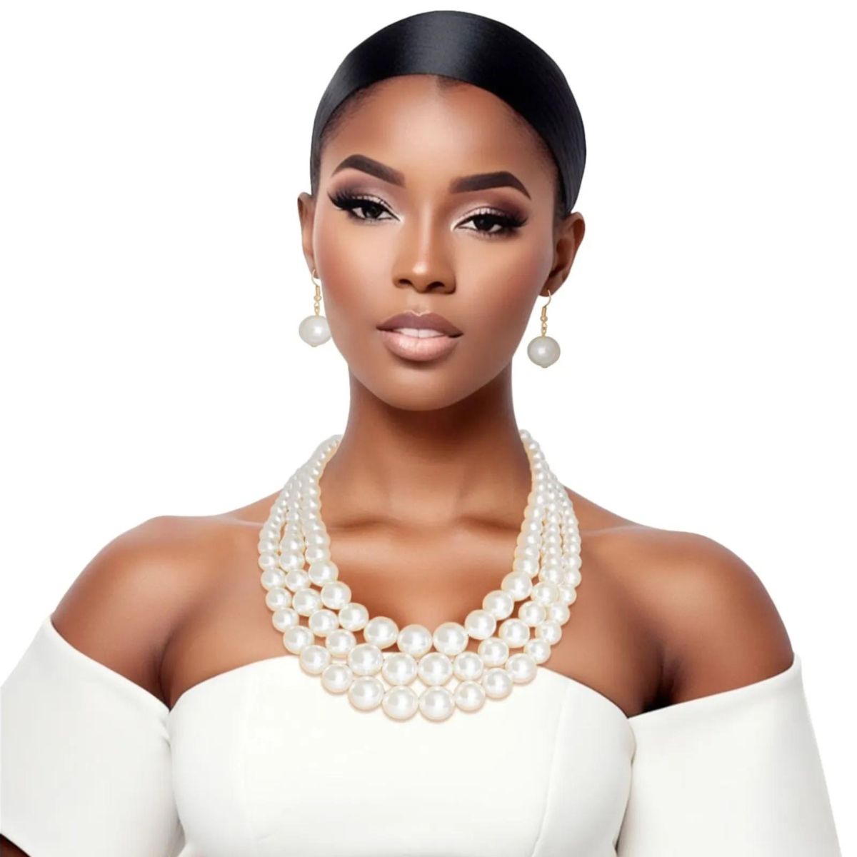 Cream Pearl Graduated Multi Strand Necklace Set|18 inches - Premium Wholesale Jewelry from Pinktown - Just $12! Shop now at chiquestyles