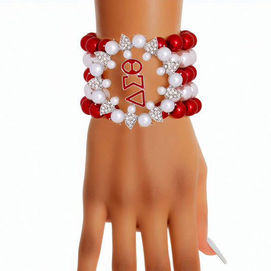 DST Bracelet Red White Pearl Delta 5 Strand for Women - Premium Wholesale Jewelry from Pinktown - Just $17! Shop now at chiquestyles