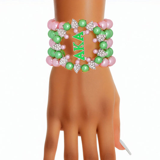 Bracelet Pink Green Pearl AKA 5 Strand for Women - Premium Wholesale Jewelry from Pinktown - Just $17! Shop now at chiquestyles