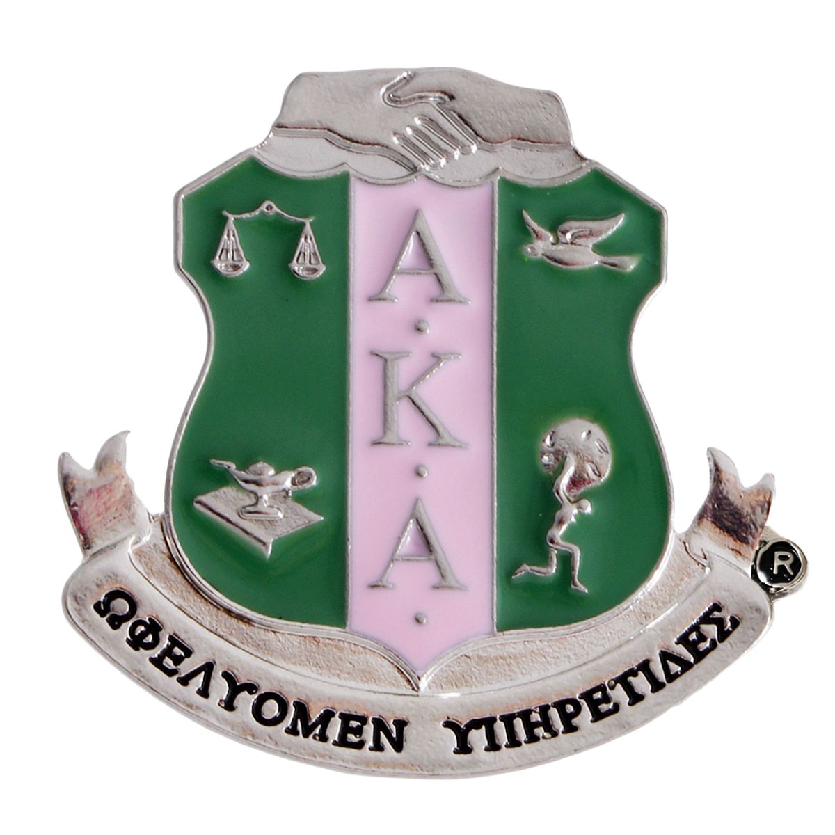 AKA Pink Green Sorority Shield Brooch