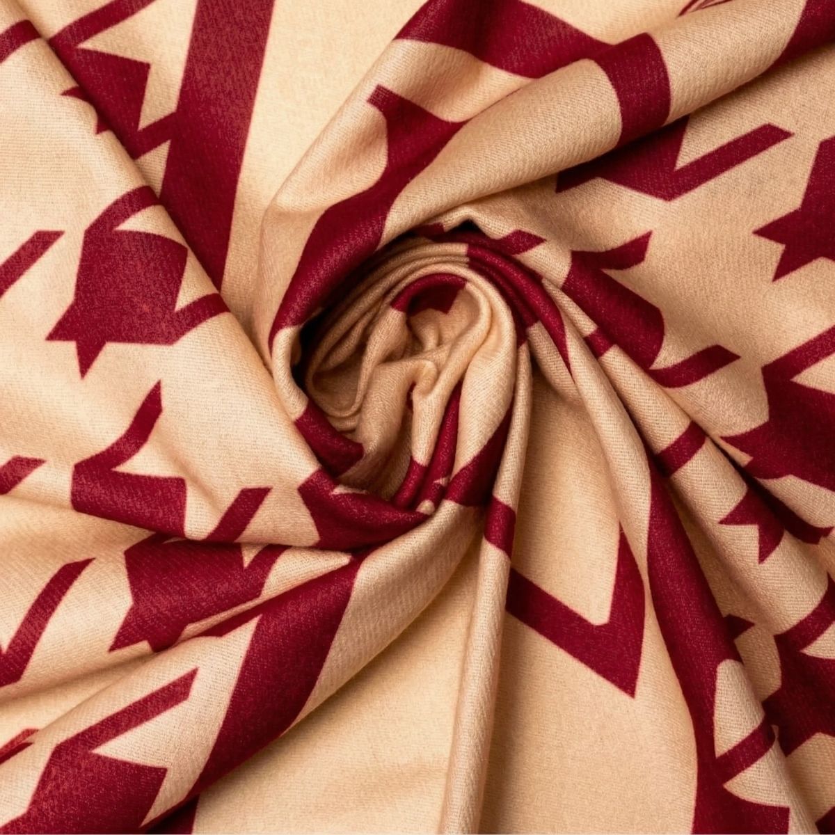 DST Delta Red Cream Houndstooth Shawl Scarf