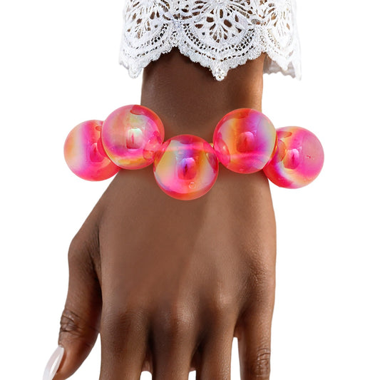 Bracelet Fuchsia Iridescent Bubble Ball Bead